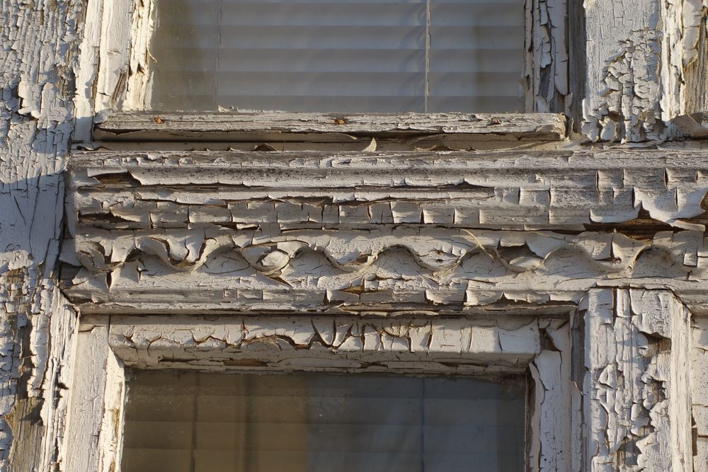 old windows with peeling paint